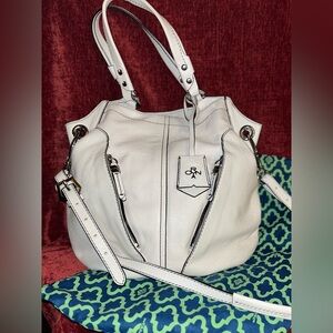 ORYANY Oversized White Pebbled Leather Bag w/Detachable Strap & Dust Bag